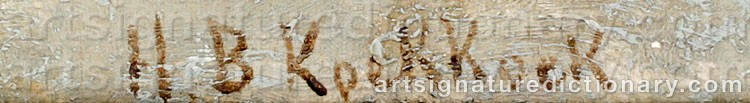 Authentic signature by Hendrik Barend KOEKKOEK on Painting/Watercolour artwork