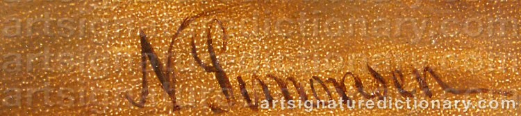 Authentic signature by Niels SIMONSEN on  artwork