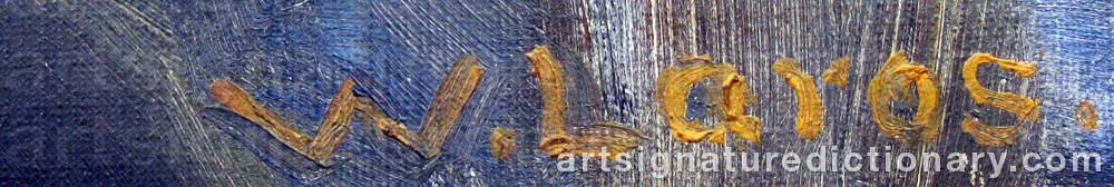 Authentic signature by W. LAROS on  artwork