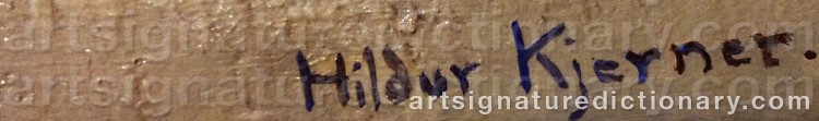 Authentic signature by Hildur KJERNER on  artwork