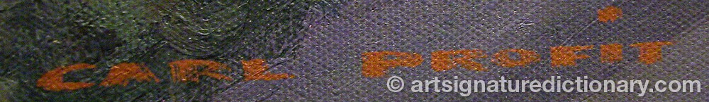 Authentic signature by Carl PROFIT on  artwork