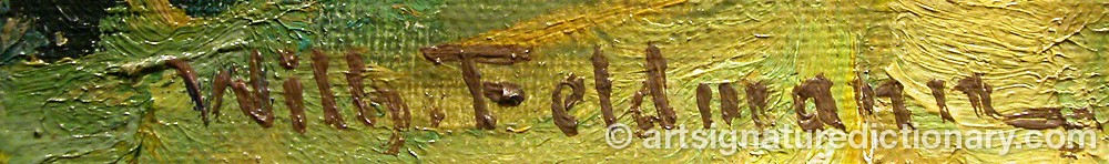 Authentic signature by Wilhelm FELDMANN on  artwork