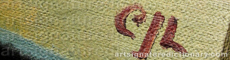 Authentic signature by Carl Johan LOHMANDER on  artwork