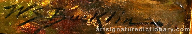 Authentic signature by William Savery BUCKLIN on  artwork