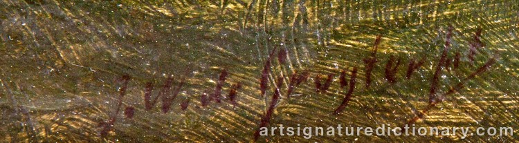 Authentic signature by Jacob Willem GRUYTER on Painting/Watercolour artwork