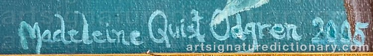 Authentic signature by Madeleine QUIST-ODGREN on Painting/Watercolour artwork