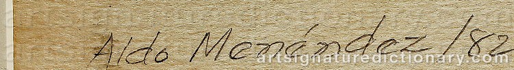 Authentic signature by Aldo MENENDEZ on  artwork