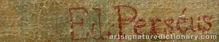 Authentic signature by Edvard PERSÉUS on artwork