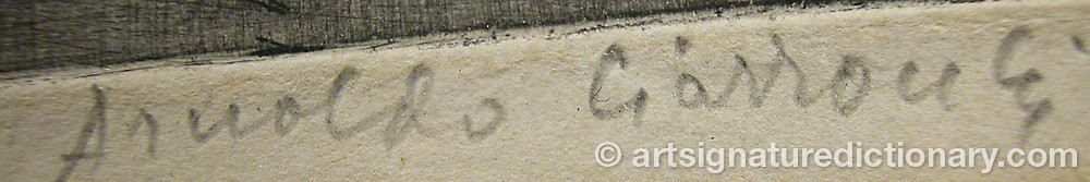 Authentic signature by Arnoldo CIARROCCHI on  artwork