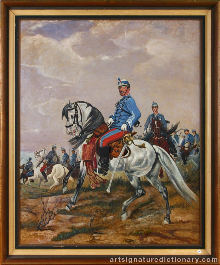 Close-up details showing Fritz Von DARDEL signature forgery characteristics