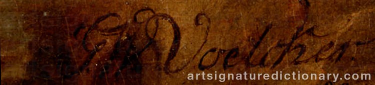 Authentic signature by Gottfried Wilhelm VÖLCKER on  artwork