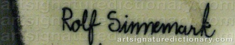 Authentic signature by Rolf SINNEMARK on  artwork