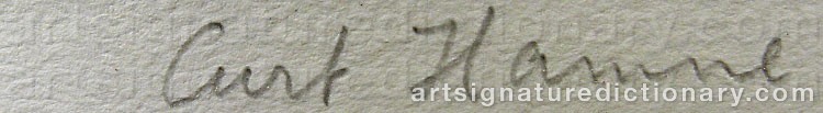 Authentic signature by Curt HAMNE on  artwork