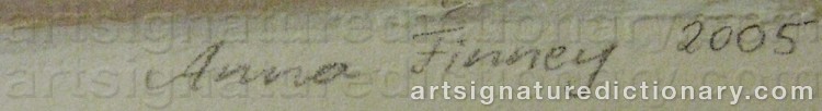 Authentic signature by Anna FINNEY on  artwork