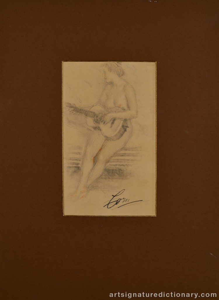 Close-up details showing Anders ZORN signature forgery characteristics