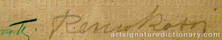 Authentic signature by Remo ROSSI on  artwork