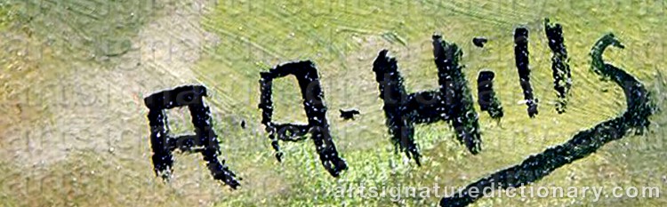 Authentic signature by Anna Althea HILLS on Painting/Watercolour artwork