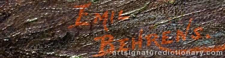 Authentic signature by Emil Maximilian BEHRENS on  artwork