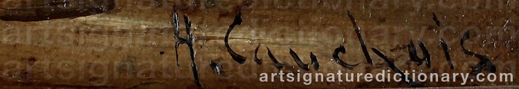 Authentic signature by Eugène Henri CAUCHOIS on  artwork