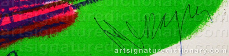 Authentic signature by Jean MESSAGIER on  artwork