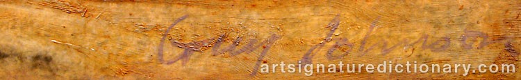 Authentic signature by Guy JOHNSON on artwork