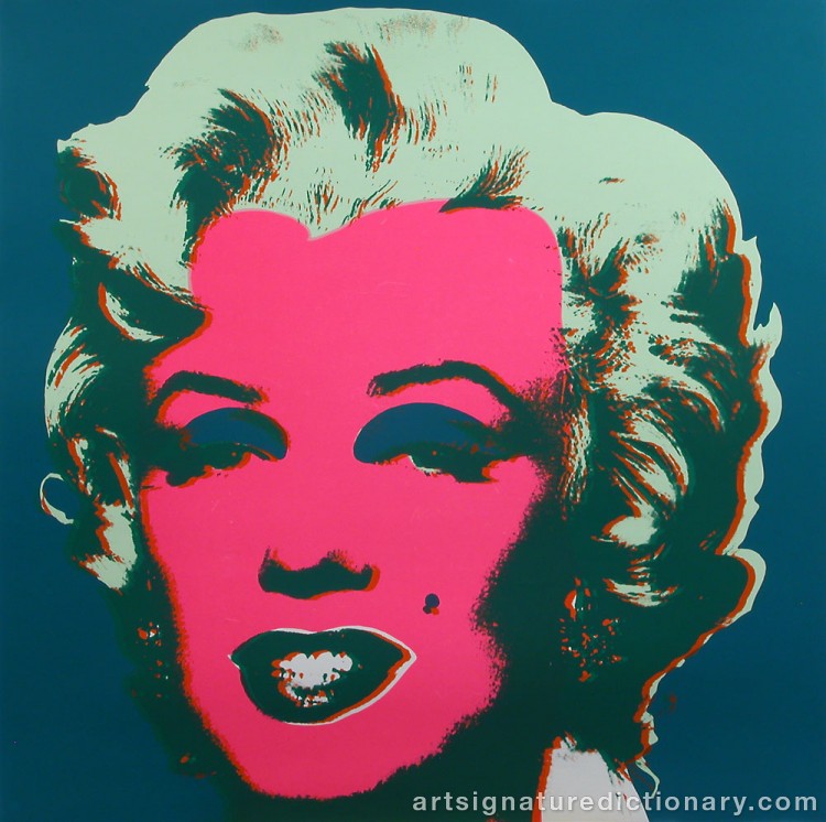 Close-up details showing Andy WARHOL signature forgery characteristics