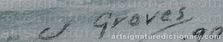 Authentic signature by John Michael GROVES on  artwork
