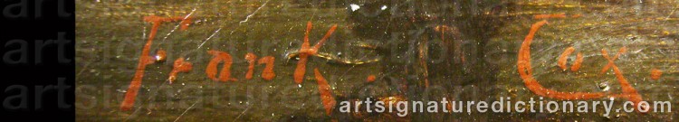 Authentic signature by Frank E. COX on  artwork