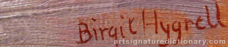Authentic signature by Birgit HYGRELL on Painting/Watercolour artwork