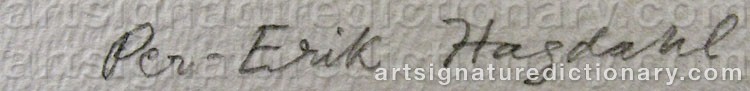 Authentic signature by Per-Erik HAGDAHL on  artwork