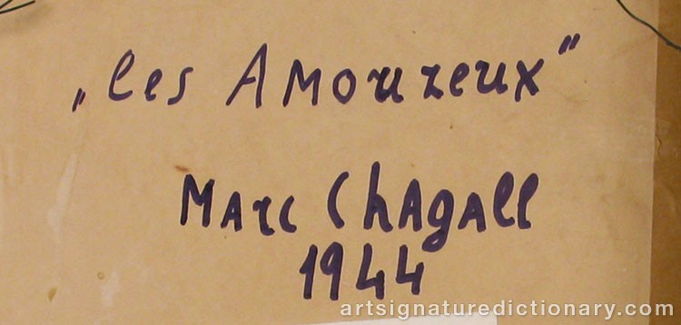 Close-up details showing Marc CHAGALL signature forgery characteristics