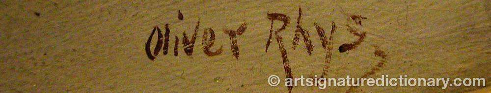 Authentic signature by Oliver RHYS on artwork