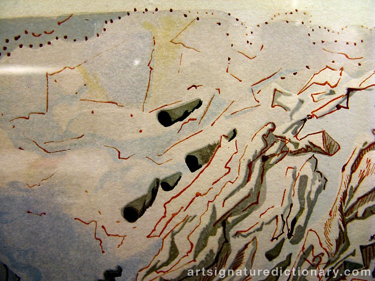 Close-up details showing Salvador DALI signature forgery characteristics