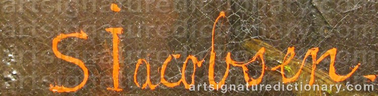 Authentic signature by Sophus JACOBSEN on artwork