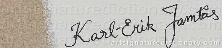 Authentic signature by Karl-Erik JAMTÅS on  artwork