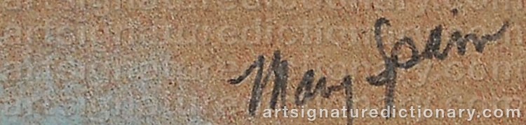 Authentic signature by Mary SPAIN on  artwork