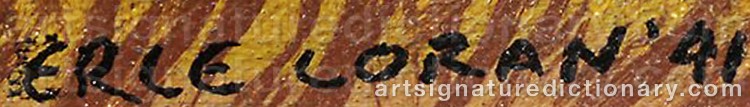 Authentic signature by Erle LORAN on Painting/Watercolour artwork