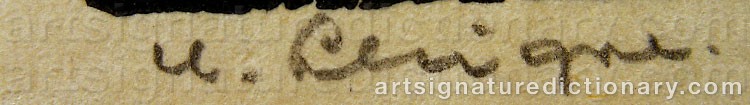 Authentic signature by Hubert LEVIGNE on artwork