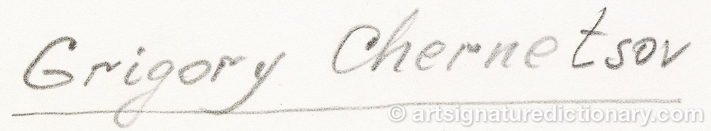 Authentic signature by Grigorii Grigorievich CHERNETSOV on  artwork