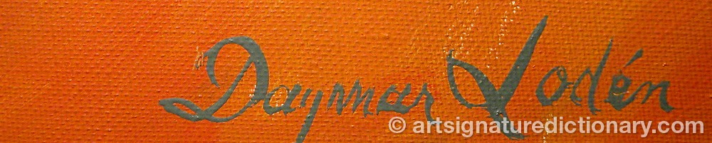 Authentic signature by Dagmar LODÉN on  artwork