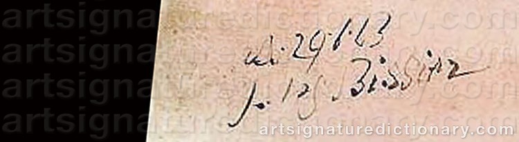 Authentic signature by Julius Heinrich BISSIER on  artwork