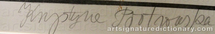 Authentic signature by Krystyna PIOTROWSKA on artwork