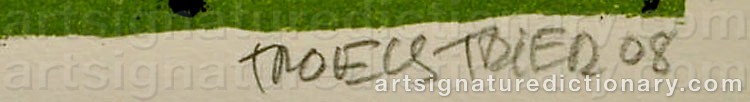 Authentic signature by Troels TRIER on  artwork