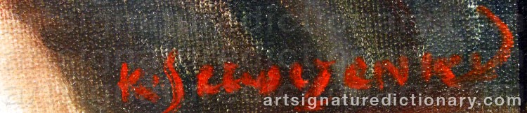 Authentic signature by Konstantin SZEWCZENKO on Painting/Watercolour artwork
