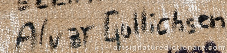 Authentic signature by Alvar GULLICHSEN on artwork