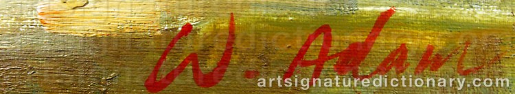 Authentic signature by W. ADAMS on  artwork