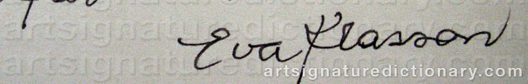 Authentic signature by Eva KLASSON on  artwork