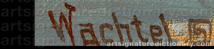 Authentic signature by Elmer WACHTEL on Painting/Watercolour artwork