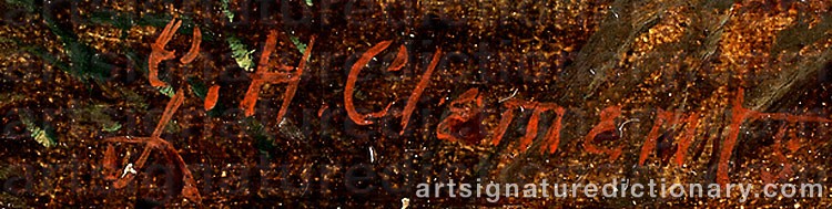 Authentic signature by George Henry CLEMENTS on  artwork