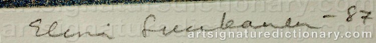 Authentic signature by Elina LUUKANEN on artwork
